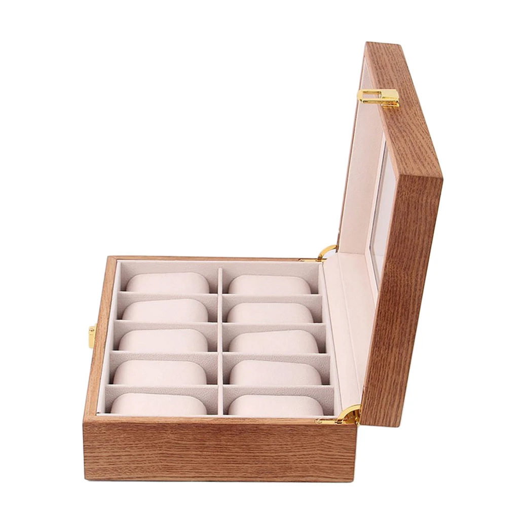 Novelty Watch Box, Executive Watch Case with Valet, Glass Topped Wooden Watch