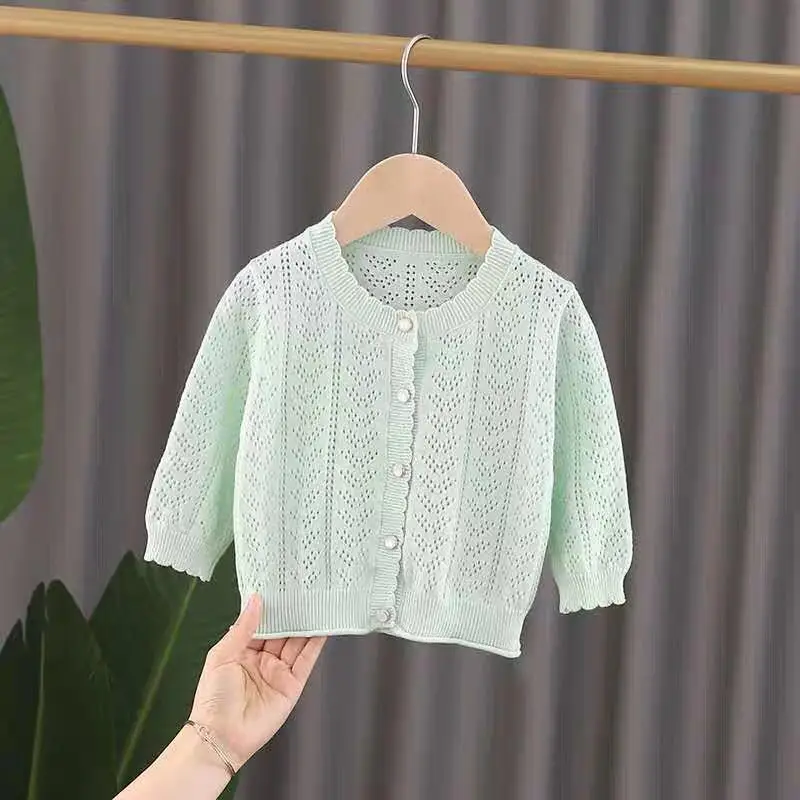 Spring Autumn Cute Lace Coat Girl Knitted Cardigan Summer Thin Hollow Out Knit Shirt Baby Girl Shawl Coat Air-Conditioning Shirt
Spring Autumn Cute Lace Coat Girl Knitted Cardigan Summer Thin Hollow Out Knit Shirt Baby Girl Shawl Coat Air-Conditioning Shirt