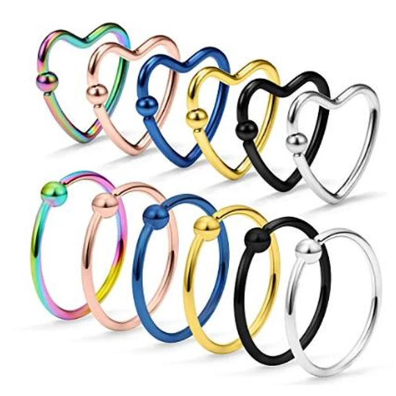 12Pcs Helix Cartilage Earring Tragus Daith Lip Hoop Piercing Jewelry Surgical Steel Captive Bead Rings/Heart/Star Nose Ring
12Pcs Helix Cartilage Earring Tragus Daith Lip Hoop Piercing Jewelry Surgical Steel Captive Bead Rings/Heart/Star Nose Ring