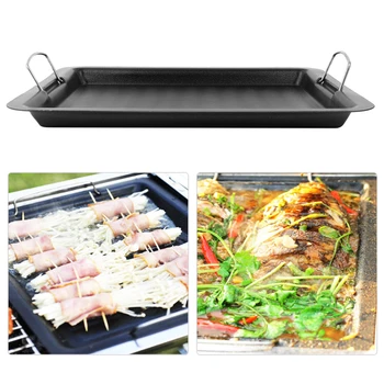 Grill Pan Outdoor Picnic Cooking Barbeque Frying Pan Non-stick BBQ Roasting Steel Tray 30*25cm 
Grill Pan Outdoor Picnic Cooking Barbeque Frying Pan Non-stick BBQ Roasting Steel Tray 30*25cm