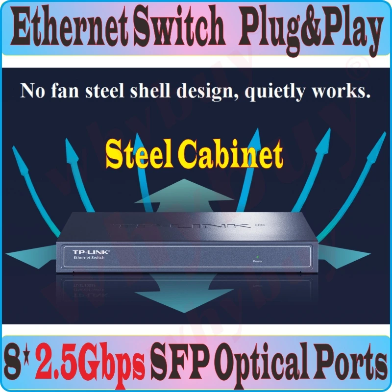 

8* 2500Mbps 1G SFP Optical Ports Desktop Ethernet Switch 2.5 Gigabit Ethernet Network Switch IEEE 802.3z 802.3cb 16K MAC address