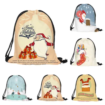 

2019 New Unisex Drawstring Storage Bag Merry Christmas Candy Backpack Satchel Rucksack Bundle Pocket Storage Bag Dropship T822