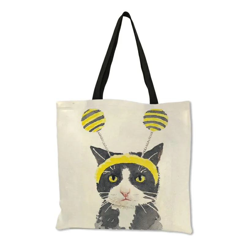 Милый кот печати для повторного использования хозяйственная сумка Для женщин