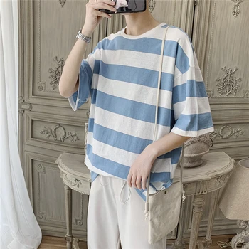 2020 Summer New Youth Pop Stripe Hit Color Loose Five-point Sleeves T-shirt Fashion Casual Wild Round Neck Pullover M-XL
2020 Summer New Youth Pop Stripe Hit Color Loose Five-point Sleeves T-shirt Fashion Casual Wild Round Neck Pullover M-XL