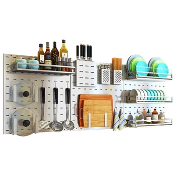 Stainless steel hole plate kitchen racks seasoning tool pot lid kitchen wall hanging storage rack wall drain dish rack
Stainless steel hole plate kitchen racks seasoning tool pot lid kitchen wall hanging storage rack wall drain dish rack