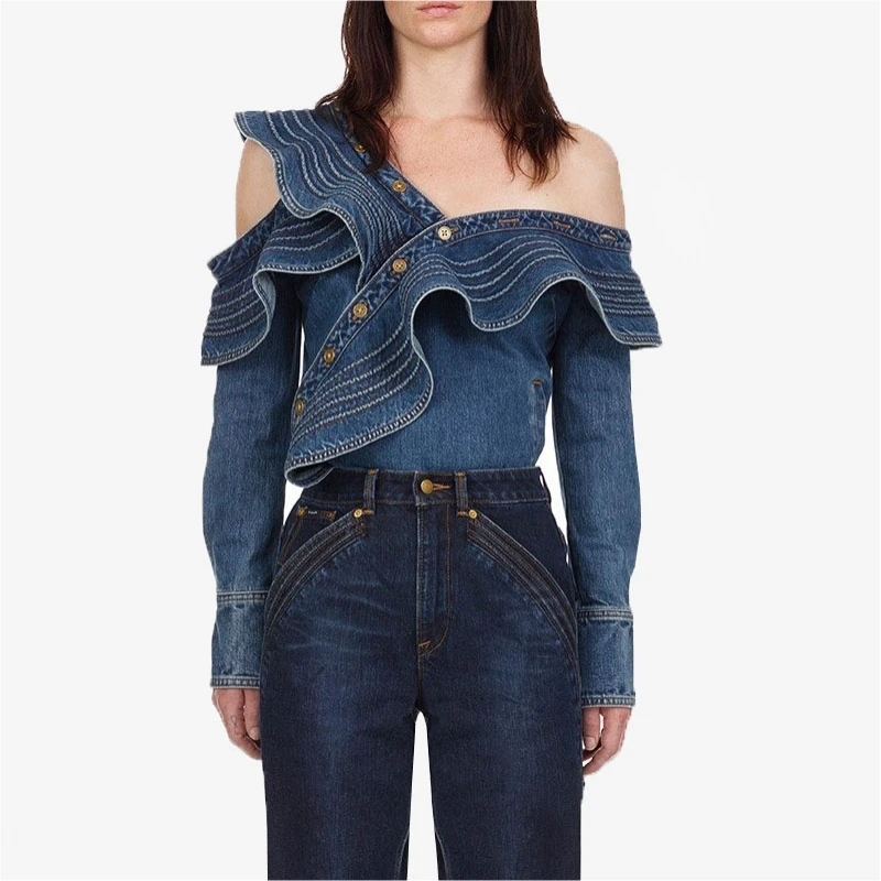 2019 Autumn new arrive demin blouse ruffles blue women blouse&shirts high quality
2019 Autumn new arrive demin blouse ruffles blue women blouse&shirts high quality