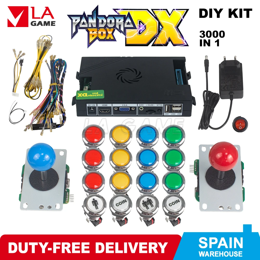 

Bartop Arcade Kit Pandora Box Dx 5 Pin 8 Way Sanwa Arcade Joystick Chrome Plating Illuminated Arcade Button Style HD720P