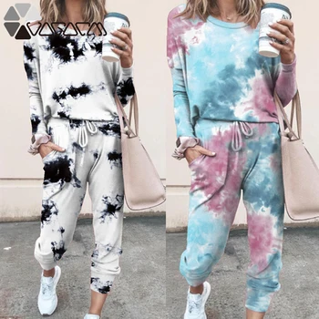 2020 Two Piece Set Tie Dye Print Women Long Sleeve Blouses Trousers Ladies Outfit Fashion Casual Female Set Pants Streetwear
2020 Two Piece Set Tie Dye Print Women Long Sleeve Blouses Trousers Ladies Outfit Fashion Casual Female Set Pants Streetwear
