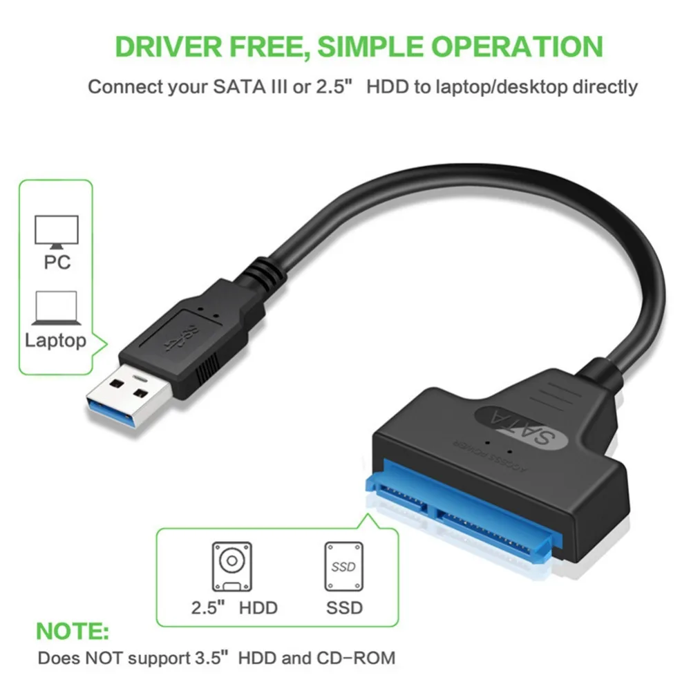 USB кабель Rainwayer SATA 3 адаптер Sata к 0 до 6 Гбит/с Поддержка 2 5 дюйма внешний SSD HDD жесткий