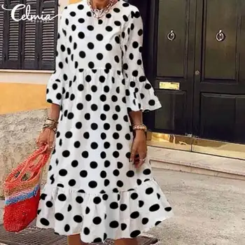 Summer Ruffled Dress 2020 Celmia Women's 3/4 Sleeve Casual Polka Dot Print Bohemian Holiday Sundress Ladies Loose Long Vestidos
Summer Ruffled Dress 2020 Celmia Women's 3/4 Sleeve Casual Polka Dot Print Bohemian Holiday Sundress Ladies Loose Long Vestidos