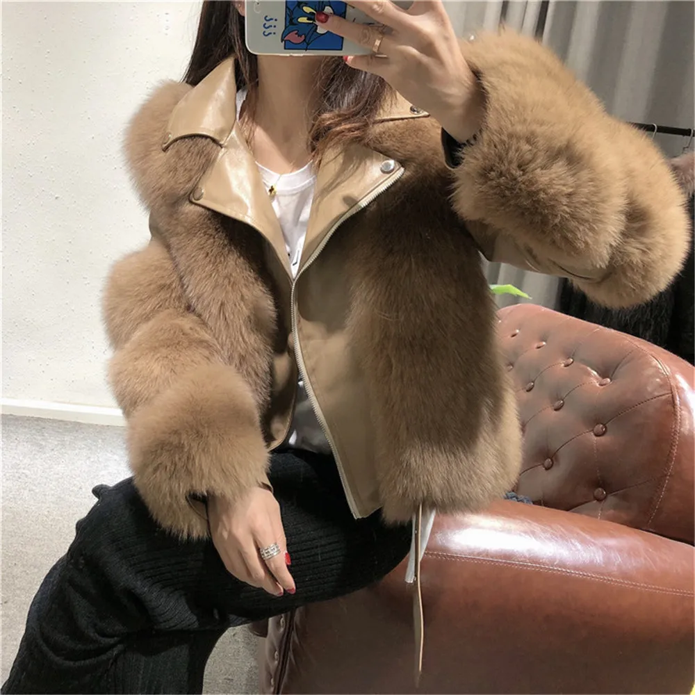 Fashion Real Fox Fur Coats With Genuine Sheepskin Leather Wholeskin Natural Fox Fur Jacket Outwear Luxury Women 2020 Winter New Fashion Real Fox Fur Coats With Genuine Sheepskin Leather Wholeskin Natural Fox Fur Jacket Outwear Luxury Women 2020 Winter New