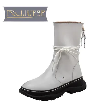 MLJUESE 2021 women Mid-Calf boots Cow leather Winter short plush Round Toe zipper Platform High heels female boots size 39
MLJUESE 2021 women Mid-Calf boots Cow leather Winter short plush Round Toe zipper Platform High heels female boots size 39