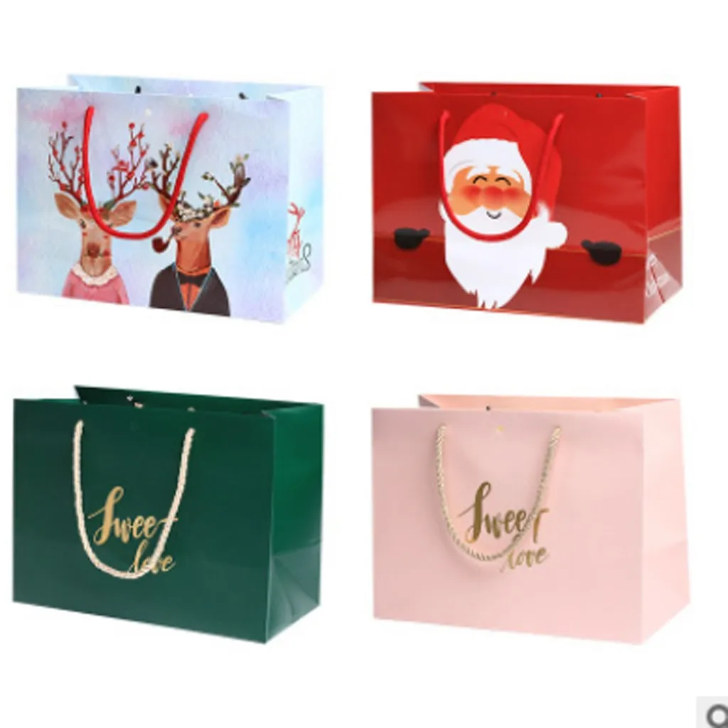 candy bags kids gifts pouch elk paper tote bag merry christmas