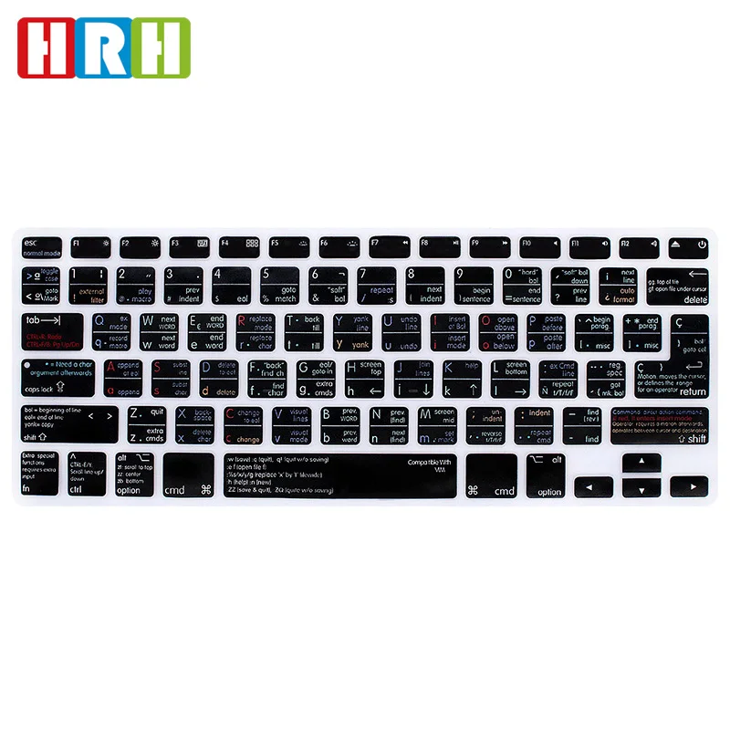 HRH VIM / VI Spanish Shortcuts Function Silicone Keyboard Cover Protector Keypad Skin For Macbook Air Pro Retina 13"15"17" EU/US
HRH VIM / VI Spanish Shortcuts Function Silicone Keyboard Cover Protector Keypad Skin For Macbook Air Pro Retina 13"15"17" EU/US