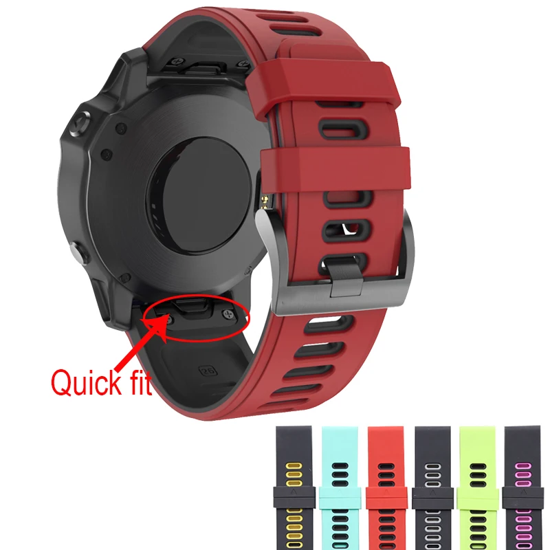 

26 22MM Watchband Strap for Garmin Fenix 5 5X 3 3 HR Fenix 6X 6 6S S60 MK1 Watch Quick Release Silicone Easyfit Wrist Band Strap