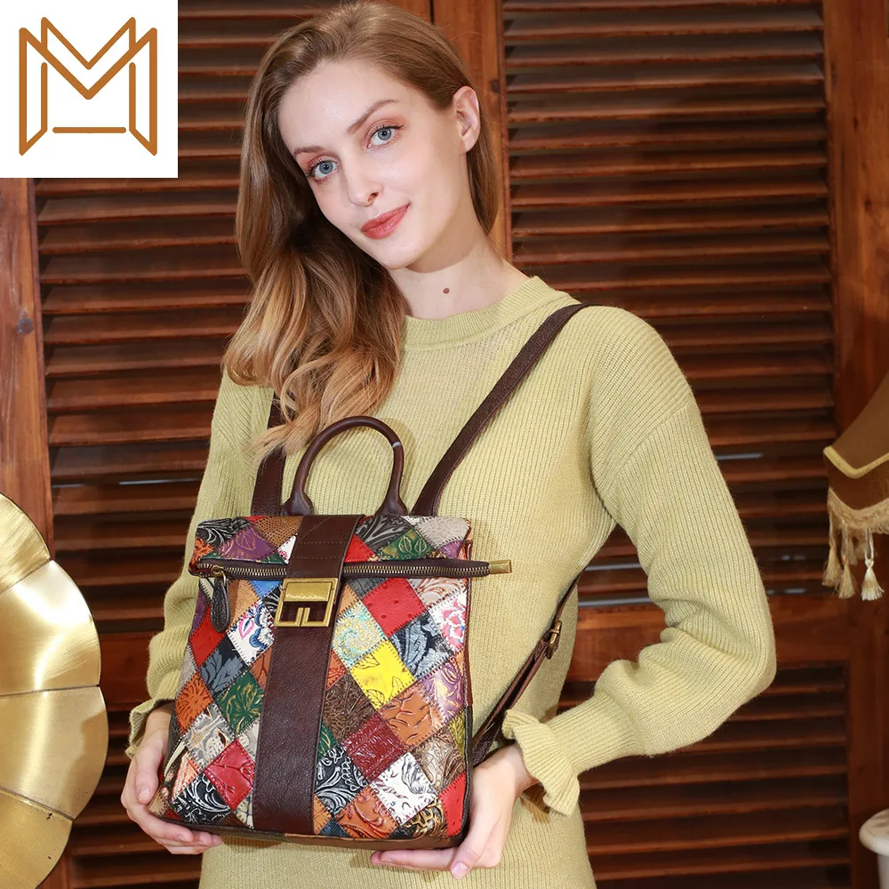 Head Layer Cowhide Women's Both Shoulders Package Wind Color Color Personality Backpack Woman Tide
Head Layer Cowhide Women's Both Shoulders Package Wind Color Color Personality Backpack Woman Tide