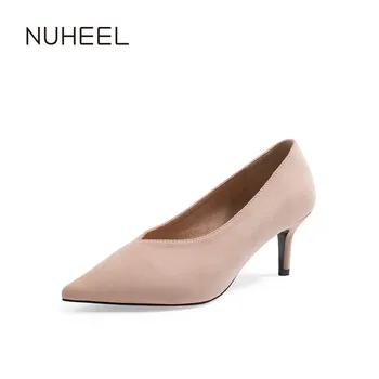 NUHEEL women's shoes shallow mouth pointed solid color high heels spring new elegant style shoes women туфли на каблуке
