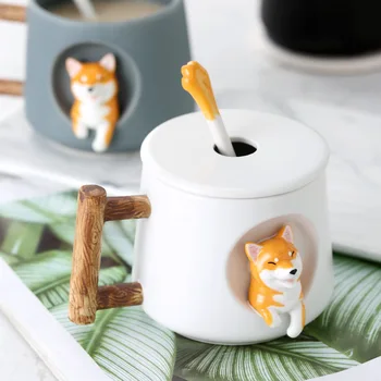 Japanese Ceramic Milk Coffee Mug Set Office Couple Wooden Handle Coffee Cup Cute Corgi Taza Para Cafe Water Bottle Home BA50MK
Japanese Ceramic Milk Coffee Mug Set Office Couple Wooden Handle Coffee Cup Cute Corgi Taza Para Cafe Water Bottle Home BA50MK