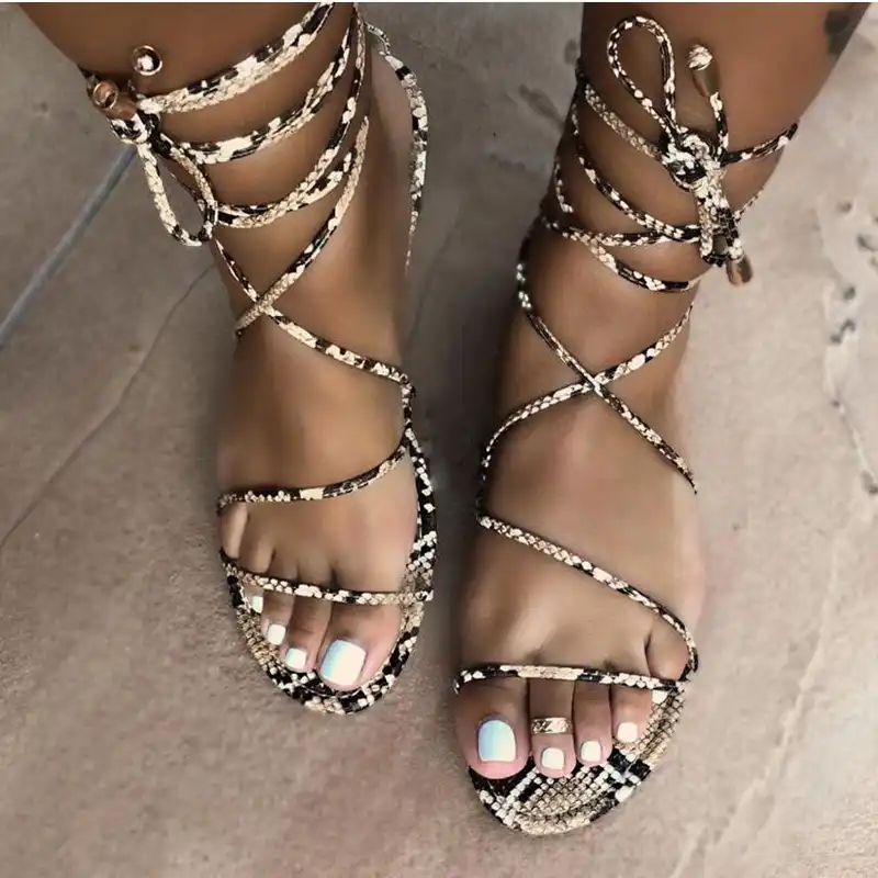 snake print gladiator sandals