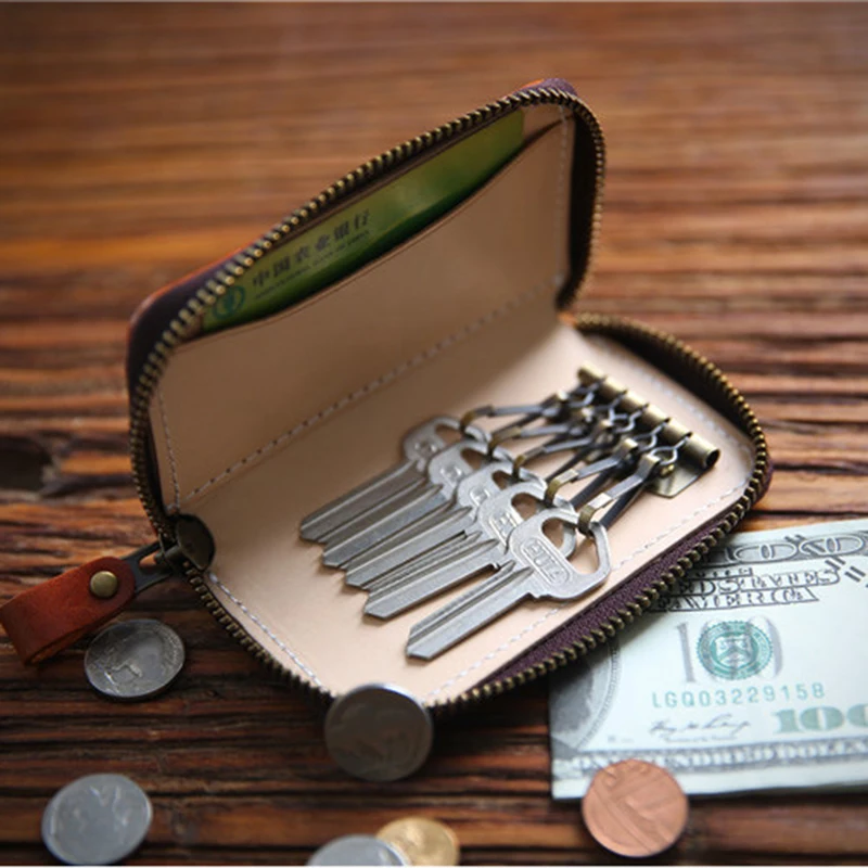 Genuine Leather Key Wallet Men Vintage Handmade Short Zipper Key Wallets Purse Case Pouch Housekeeper Organizer With Card Holder
Genuine Leather Key Wallet Men Vintage Handmade Short Zipper Key Wallets Purse Case Pouch Housekeeper Organizer With Card Holder