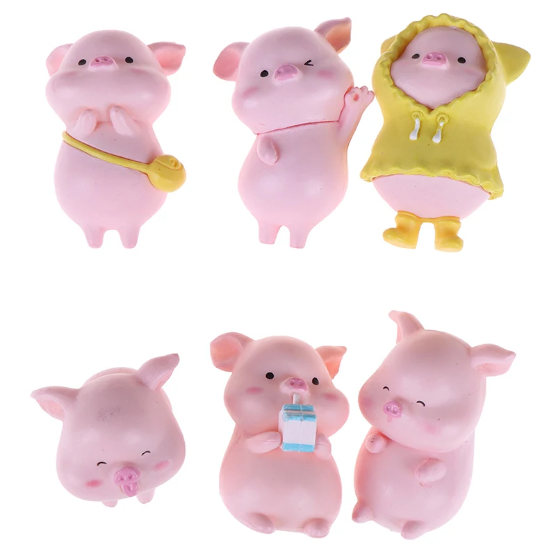 1pcs Mini Resin Craft Cute Pig Figurine Animal Model Moss Micro Landscape Home Decor Miniature Fairy Garden Accessories | Дом и сад