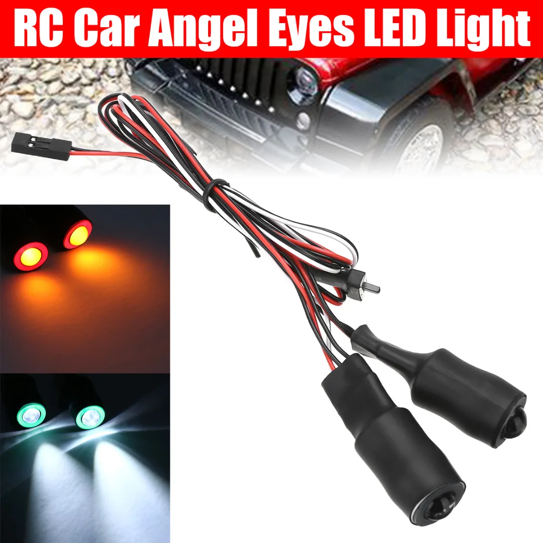 2 LEDs 10mm/13mm Red White Blue Yellow Green Angel Eyes LED Headlight Light For 1/10 RC Cars Truck