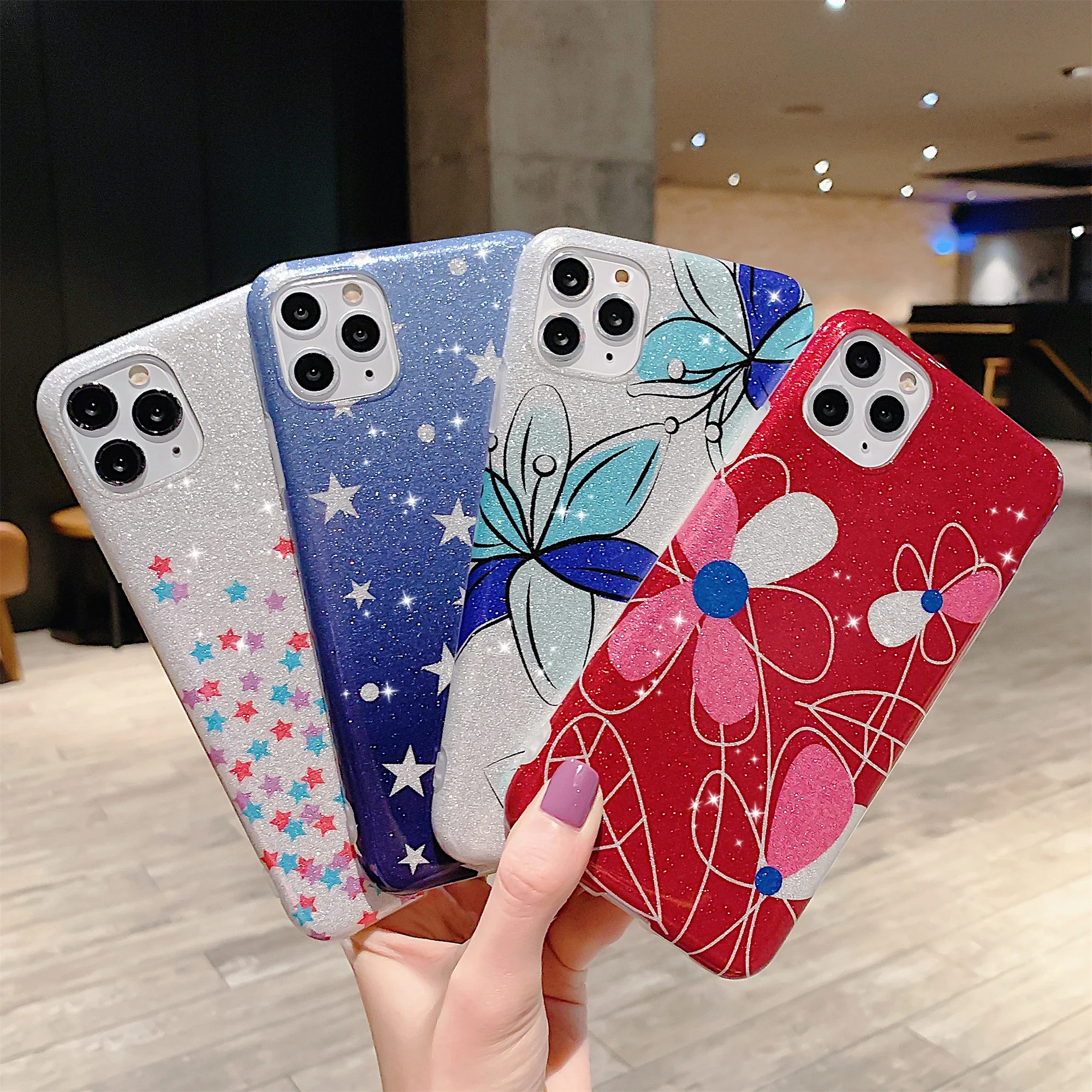 Shining Phone Case for iphone 7 8 8Plus 10 X XR XS 11 11pro 11ProMax Glitter Stars Flowers Soft Anti-fall IMD iphoneSE2020 case
Shining Phone Case for iphone 7 8 8Plus 10 X XR XS 11 11pro 11ProMax Glitter Stars Flowers Soft Anti-fall IMD iphoneSE2020 case