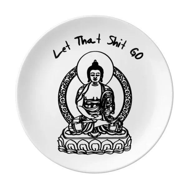 Медитирующий Будда пусть это говно Go забавная декоративная фарфоровая десертная