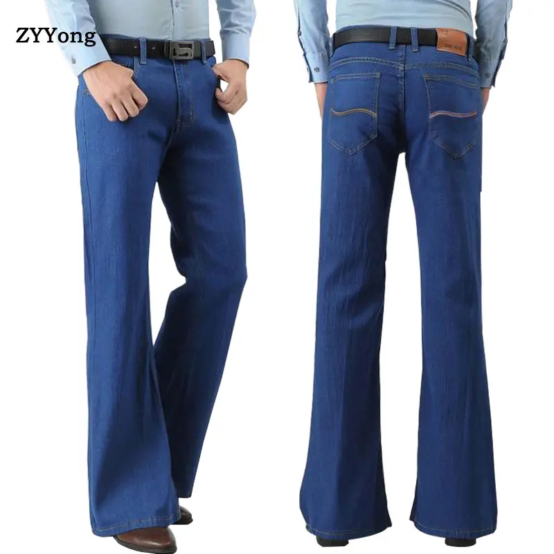 

ZYYong Loose Guide Men's Jeans Large Trumpet Slim Brand Jeans Designer Fashion Classic Men's Stretch Jeans Blue Black Trousers