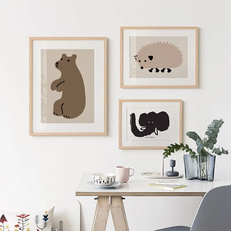 Фото Настенный постер с изображением лесных животных и мультяшных Картина на холсте в