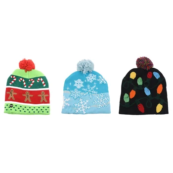 Adult Kids Christmas LED Light Knitted Hat Knit Cap Party Colorful Light Adult Kids Warm Hat 
Adult Kids Christmas LED Light Knitted Hat Knit Cap Party Colorful Light Adult Kids Warm Hat