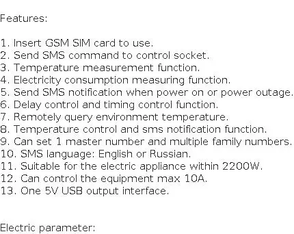 SMS Control GSM Smart Plug Switch with Temperature Sensor and Timing Control including Electricity Measurement Function 2 SMS Control GSM Smart Plug Switch with Temperature Sensor and Timing Control including Electricity Measurement Function 7