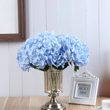 

5 Heads Wedding Artificial Hydrangea Silk Flowers With Stems For Home Party Shop Baby Shower Decor Fake Party Room Decoration