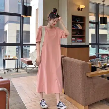 Recreational and han edition temperament will firm offers two wear waist show thin long round collar T-shirt dress with short sl
Recreational and han edition temperament will firm offers two wear waist show thin long round collar T-shirt dress with short sl