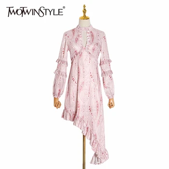 TWOTWINSTYLE Ruffles Asymmetrical Dress Female Lantern Long Sleeve Printed Dresses Women Fashion Clothing 2020 Spring New
TWOTWINSTYLE Ruffles Asymmetrical Dress Female Lantern Long Sleeve Printed Dresses Women Fashion Clothing 2020 Spring New