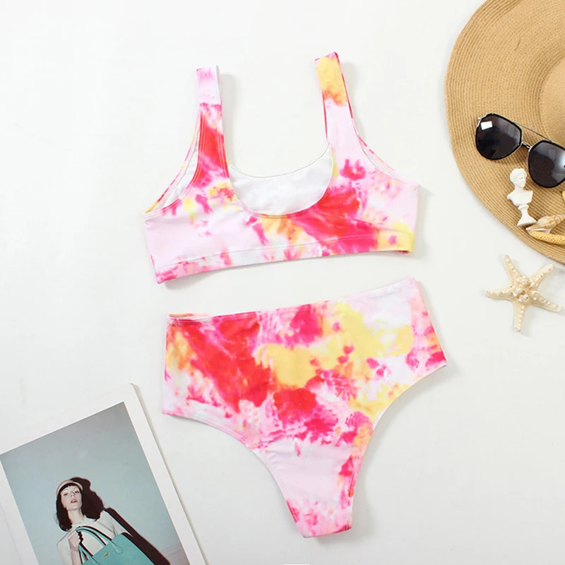 Tie dye Bikini Women Swimsuit High Waisted Two Piece Bathing Suits Padded Bikini Set Swimwear Two Piece Bathing Suits