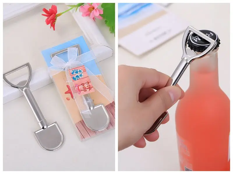 

(25 Pieces/lot) Multi purpose Steel Shovel Spoon Bottle Beer Cute Soda Juice Opener for beach wedding favor and Party decoration