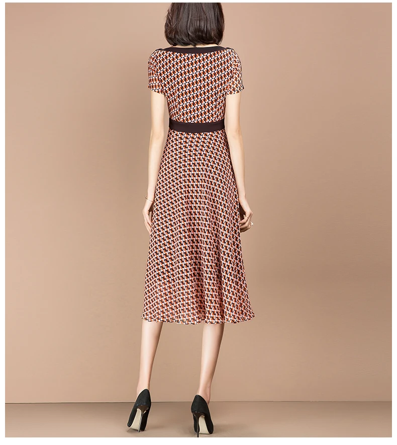 2021 Summer New Fashion Midi Long Plaid Chiffon Dress for Women 2021 Summer New Fashion Midi Long Plaid Chiffon Dress for Women