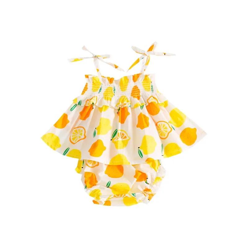 Baby Girl 3pcs Summer Outfit Fashion Lemon Printing Suspender + Pants + Headband Set Clothes Infant Baby Clothing set 
Baby Girl 3pcs Summer Outfit Fashion Lemon Printing Suspender + Pants + Headband Set Clothes Infant Baby Clothing set