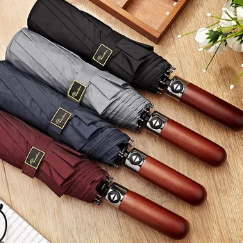 Business Automatic Umbrella 3 Fold Waterproof Umbrella Luxury Wood Handle Quality Mens Creative Rain Waterproof Umbrella
Business Automatic Umbrella 3 Fold Waterproof Umbrella Luxury Wood Handle Quality Mens Creative Rain Waterproof Umbrella