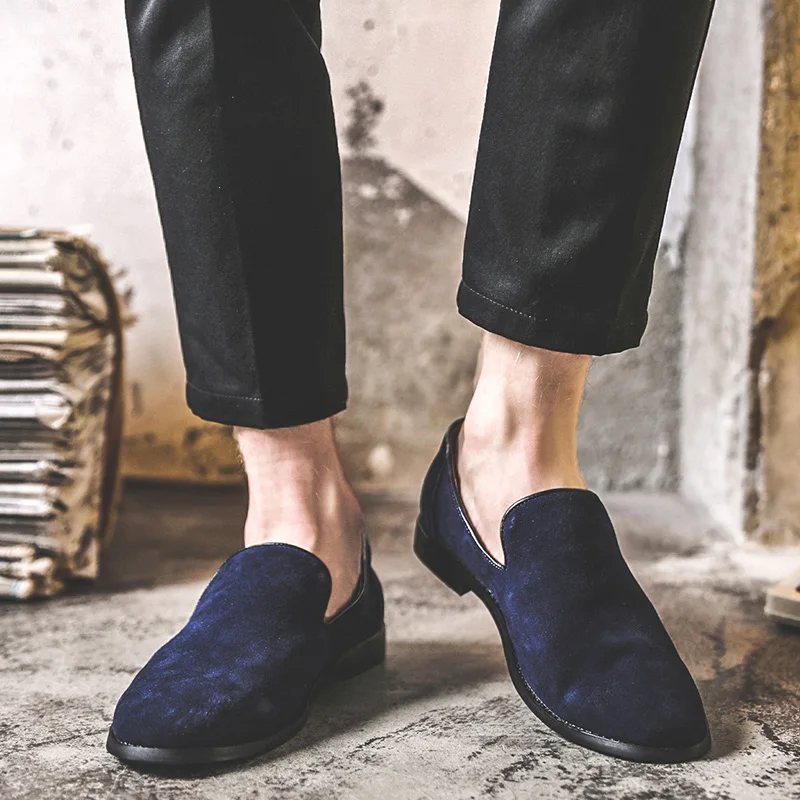 Suede Leather Men Loafers Dress Shoes Slip On Male Shoes Casual Shoes Man Party Wedding Footwear