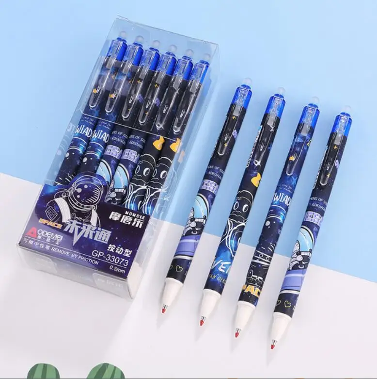 

36 pcs/lot Astronaut Erasable Press Gel Pen Cute 0.5mm Blue Ink Neutral Pens Promotional Kids Gift Stationery School Supplies