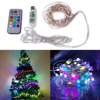 Copper Wire Lights Wireless Remote Control USB RGB Light String 12 Modes LED Lamp String for Christmas Tree Decoration
Copper Wire Lights Wireless Remote Control USB RGB Light String 12 Modes LED Lamp String for Christmas Tree Decoration