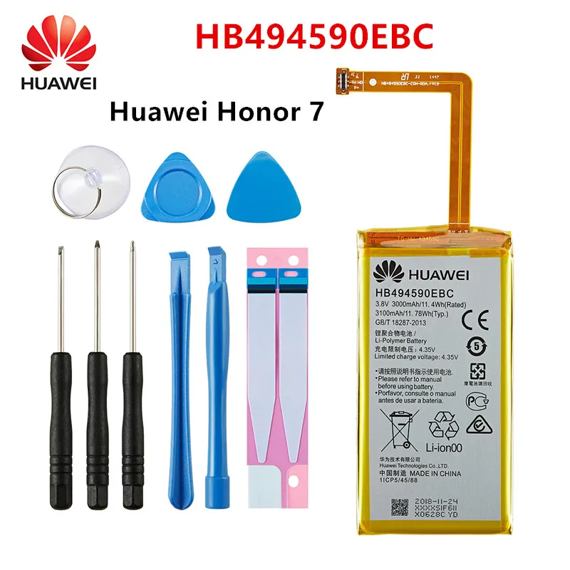 Hua Wei 100% Orginal HB494590EBC 3000mAh Battery For Huawei Honor 7 Glory PLK-TL01H ATH-AL00 PLK-AL10 Batteries +Tools
Hua Wei 100% Orginal HB494590EBC 3000mAh Battery For Huawei Honor 7 Glory PLK-TL01H ATH-AL00 PLK-AL10 Batteries +Tools