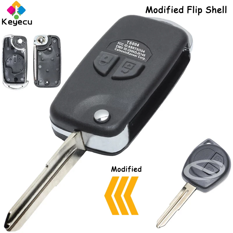 

KEYECU Modified Folding Flip Remote Car Key Shell Case Cover With 2 Buttons Pad Fob for Suzuki Vitara Swift Ignis SX4 Liana Alto