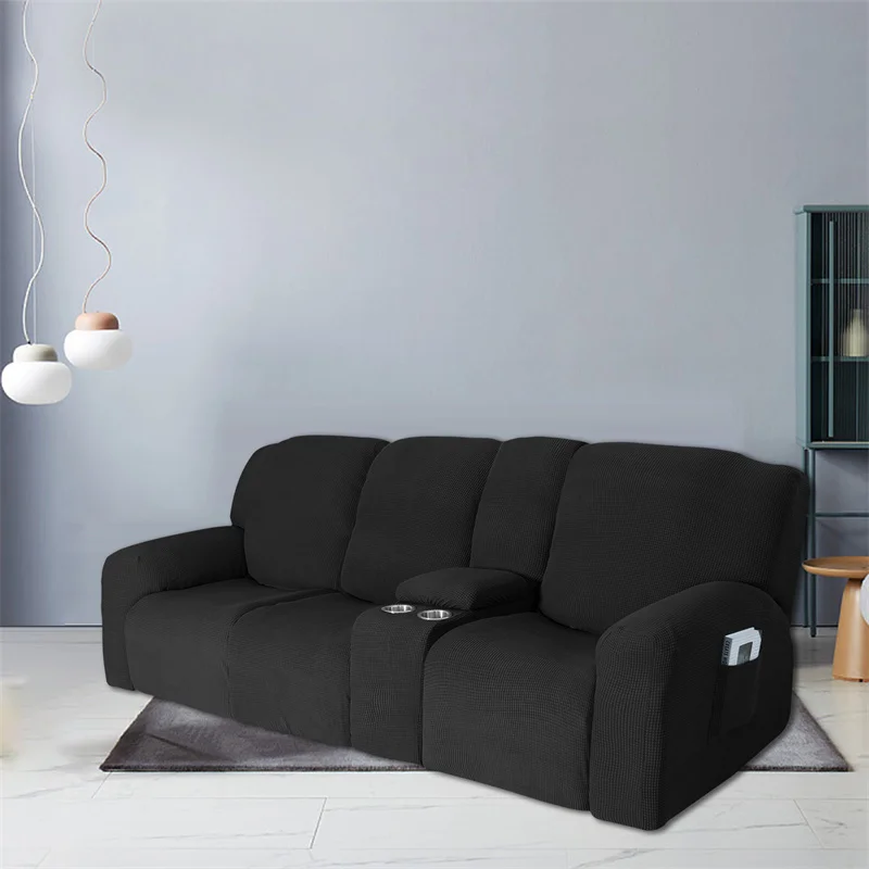 Housse extensible pour fauteuil inclinable 3 places, avec porte-gobelet, en polaire, pour salon Housse extensible pour fauteuil inclinable 3 places, avec porte-gobelet, en polaire, pour salon