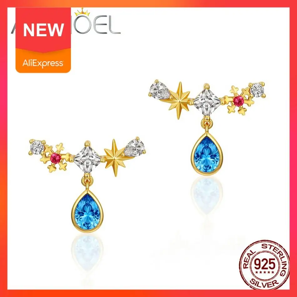 ALLNOEL 925 Sterling Silver Stud Earrings For Women Moon &Star Nano Blue Zirconium Gold Earrings Fine Jewellry Wedding Gift
ALLNOEL 925 Sterling Silver Stud Earrings For Women Moon &Star Nano Blue Zirconium Gold Earrings Fine Jewellry Wedding Gift