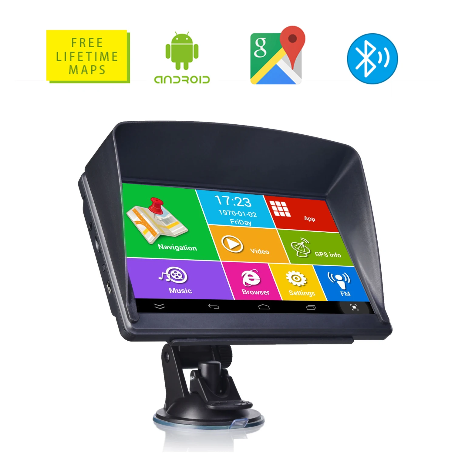 7" Inch Android 16GB RAM512MB Car GPS Navigation Sat Na AV-IN Bluetooth WIFI FM Transmitter Free maps+Sunshade
7" Inch Android 16GB RAM512MB Car GPS Navigation Sat Na AV-IN Bluetooth WIFI FM Transmitter Free maps+Sunshade