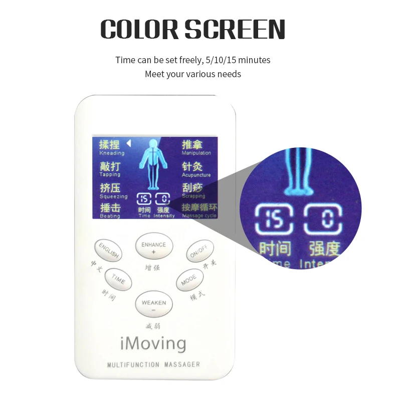 8 Modes Double Output Digital Instrument Meridian Acupuncture Color Screen Massage Pulse Stimulator Electric Massager
8 Modes Double Output Digital Instrument Meridian Acupuncture Color Screen Massage Pulse Stimulator Electric Massager