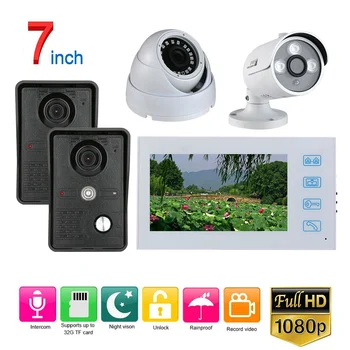Night Vision Weatherproof 7'' Record Wired Video Doorphone Doorbell Intercom System with 2pcs AHD 1080P 2CH Security Camera
Night Vision Weatherproof 7'' Record Wired Video Doorphone Doorbell Intercom System with 2pcs AHD 1080P 2CH Security Camera